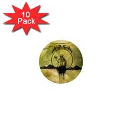 Awesome Creepy Skeleton With Skull 1  Mini Buttons (10 Pack)  by FantasyWorld7