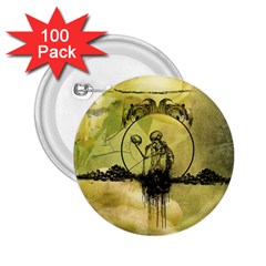 Awesome Creepy Skeleton With Skull 2 25  Buttons (100 Pack)  by FantasyWorld7