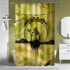 Awesome Creepy Skeleton With Skull Shower Curtain 48  X 72  (small)  by FantasyWorld7