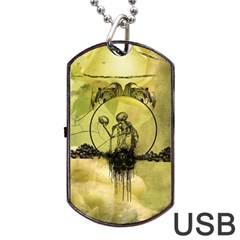 Awesome Creepy Skeleton With Skull Dog Tag Usb Flash (one Side) by FantasyWorld7