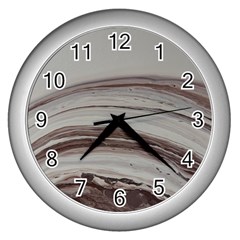 Brown Round Wall Clock (silver) by WILLBIRDWELL