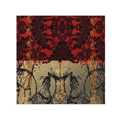 Red And Black Leather Red And Gold Lace Design By Flipstylez Designs Small Satin Scarf (square) by flipstylezfashionsLLC