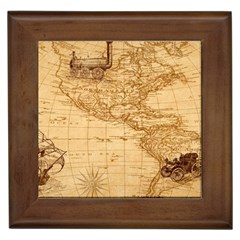 Map Discovery America Ship Train Framed Tiles