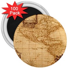 Map Discovery America Ship Train 3  Magnets (100 pack)