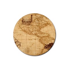 Map Discovery America Ship Train Rubber Round Coaster (4 pack) 