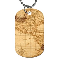 Map Discovery America Ship Train Dog Tag (Two Sides)