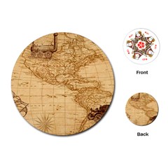 Map Discovery America Ship Train Playing Cards (Round)