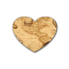 Map Discovery America Ship Train Rubber Coaster (Heart) 