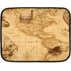 Map Discovery America Ship Train Fleece Blanket (Mini)