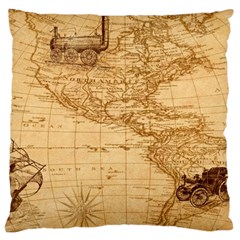 Map Discovery America Ship Train Large Cushion Case (One Side)