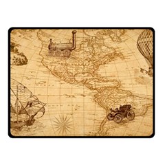 Map Discovery America Ship Train Double Sided Fleece Blanket (Small) 