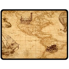 Map Discovery America Ship Train Double Sided Fleece Blanket (Large) 