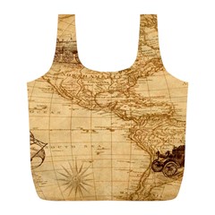 Map Discovery America Ship Train Full Print Recycle Bag (L)