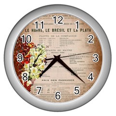 Letter Floral Wall Clock (silver)