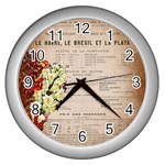 Letter Floral Wall Clock (Silver) Front