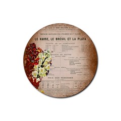 Letter Floral Rubber Round Coaster (4 Pack)  by vintage2030