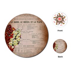 Letter Floral Playing Cards (round) by vintage2030