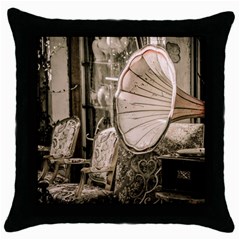 Flea Market Redord Player Throw Pillow Case (black) by vintage2030