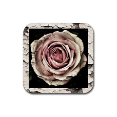 Vintage Rose Rubber Coaster (square)  by vintage2030