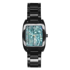 Green Tree Stainless Steel Barrel Watch