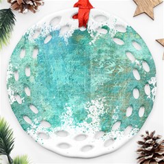 Splash Teal Round Filigree Ornament (two Sides) by vintage2030