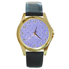 Dot Blue Round Gold Metal Watch