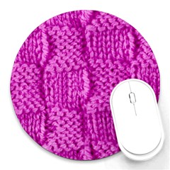 Knitted Wool Square Green Round Mousepads by vintage2030