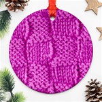 Knitted Wool Square Green Ornament (Round) Front