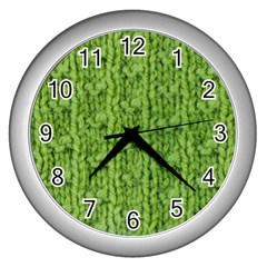 Knitted Wool Chain Green Wall Clock (silver) by vintage2030