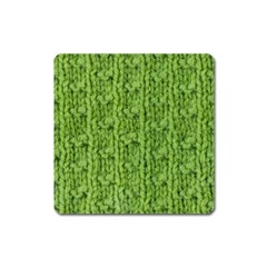 Knitted Wool Chain Green Square Magnet by vintage2030