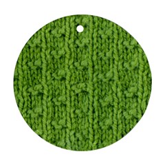 Knitted Wool Chain Green Round Ornament (two Sides) by vintage2030