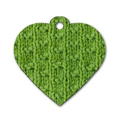 Knitted Wool Chain Green Dog Tag Heart (one Side) by vintage2030