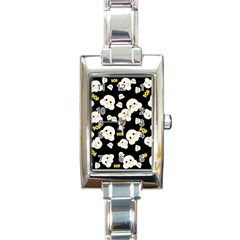 Cute Kawaii Popcorn Pattern Rectangle Italian Charm Watch by Valentinaart