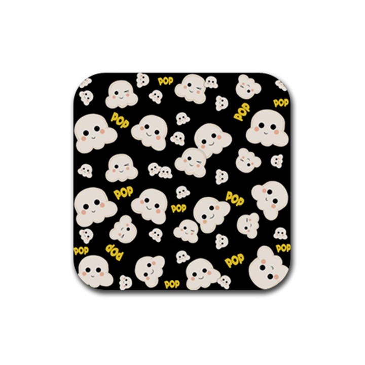 Cute Kawaii Popcorn pattern Rubber Coaster (Square) 