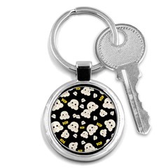 Cute Kawaii Popcorn Pattern Key Chains (round)  by Valentinaart