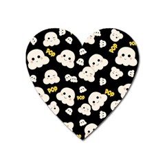 Cute Kawaii Popcorn Pattern Heart Magnet by Valentinaart