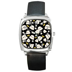 Cute Kawaii Popcorn Pattern Square Metal Watch