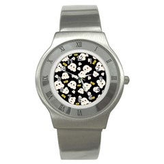 Cute Kawaii Popcorn Pattern Stainless Steel Watch by Valentinaart