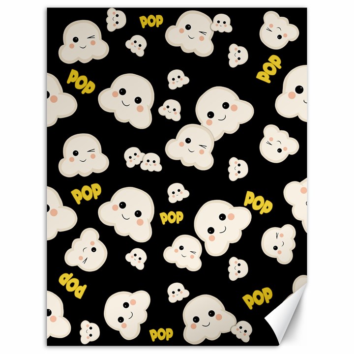 Cute Kawaii Popcorn pattern Canvas 12  x 16 