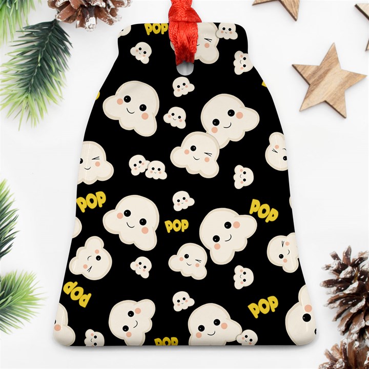 Cute Kawaii Popcorn pattern Bell Ornament (Two Sides)