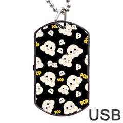 Cute Kawaii Popcorn Pattern Dog Tag Usb Flash (one Side) by Valentinaart