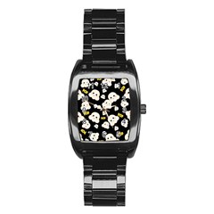 Cute Kawaii Popcorn Pattern Stainless Steel Barrel Watch by Valentinaart