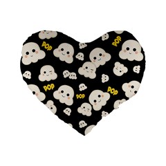 Cute Kawaii Popcorn Pattern Standard 16  Premium Flano Heart Shape Cushions