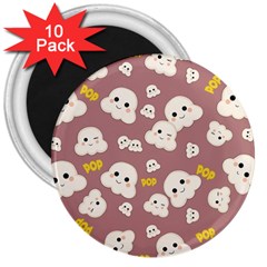 Cute Kawaii Popcorn Pattern 3  Magnets (10 Pack) 