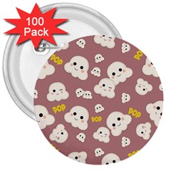 Cute Kawaii Popcorn Pattern 3  Buttons (100 Pack)  by Valentinaart