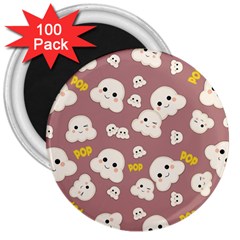 Cute Kawaii Popcorn Pattern 3  Magnets (100 Pack) by Valentinaart