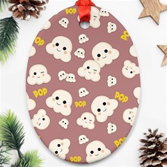 Cute Kawaii Popcorn Pattern Oval Ornament (two Sides) by Valentinaart