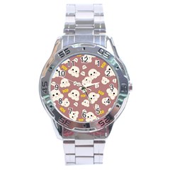 Cute Kawaii Popcorn Pattern Stainless Steel Analogue Watch