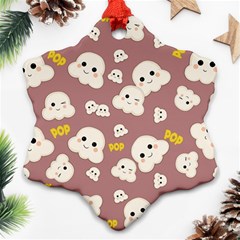 Cute Kawaii Popcorn Pattern Snowflake Ornament (two Sides) by Valentinaart