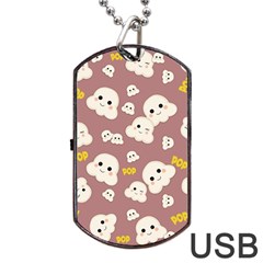 Cute Kawaii Popcorn Pattern Dog Tag Usb Flash (two Sides) by Valentinaart